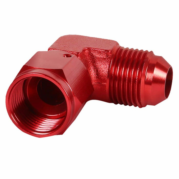 Red 90 Degree Female/Male 1/8-27 NPT Flare Bulkhead 6AN Oil/Fuel Hose Fitting BuildFastCar