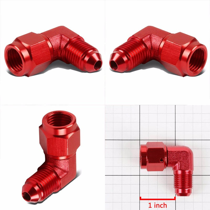 Red 90 Degree Female/Male 1/8-27 NPT Flare Bulkhead 6AN Oil/Fuel Hose Fitting BuildFastCar