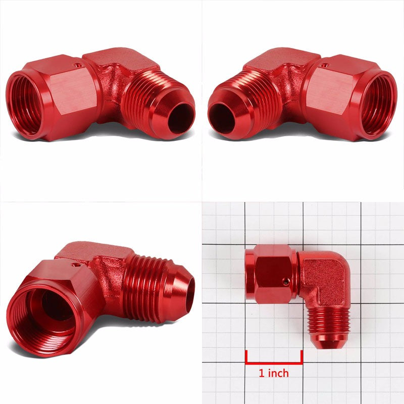 Red 90 Degree Female/Male 1/8-27 NPT Flare Bulkhead 8AN Oil/Fuel Hose Fitting BuildFastCar