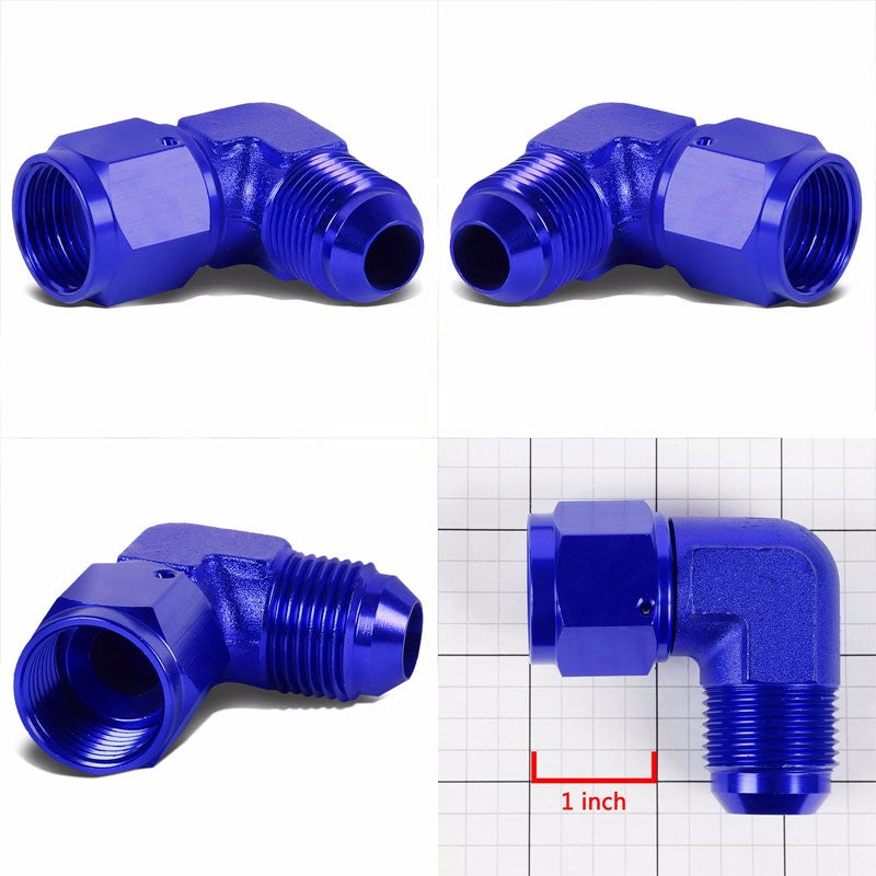 Blue 90 Degree Female/Male 1/8-27 NPT Flare Bulkhead 12AN Oil/Fuel Hose Fitting BuildFastCar