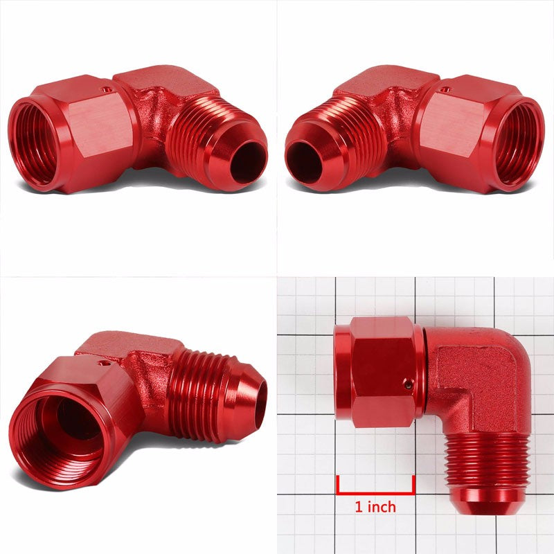 Red 90 Degree Female/Male 1/8-27 NPT Flare Bulkhead 12AN Oil/Fuel Hose Fitting BuildFastCar