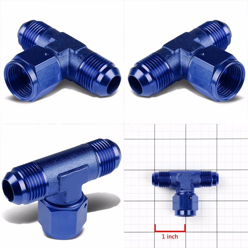 Blue Male Tee Shape Flare Female Center Port Oil/Fuel Hose 6AN Fitting Adapter BuildFastCar