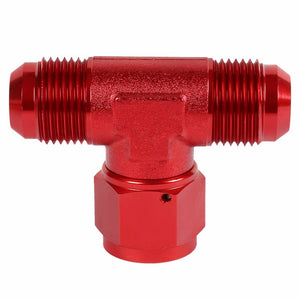 Red Male Tee Shape Flare Female Center Port Oil/Fuel Hose 8AN Fitting Adapter BuildFastCar