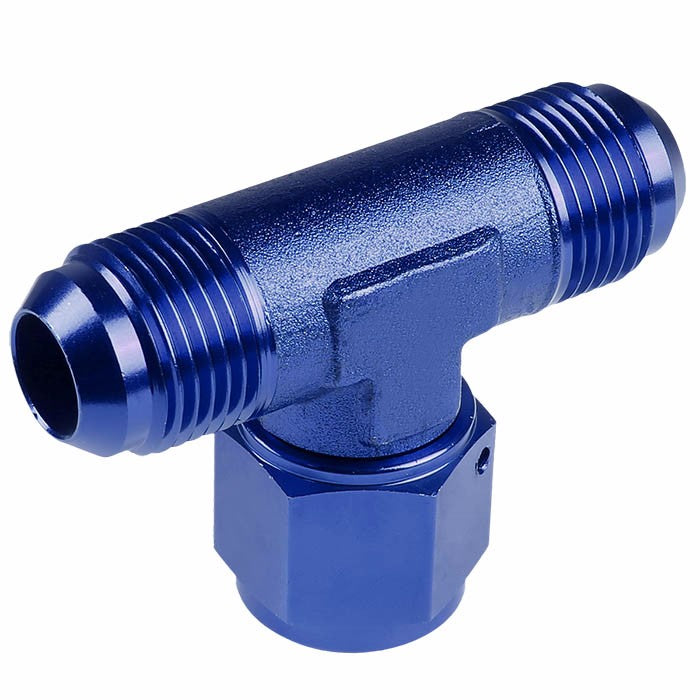 Blue Male Tee Shape Flare Female Center Port Oil/Fuel Hose 10AN Fitting Adapter BuildFastCar
