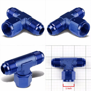 Blue Male Tee Shape Flare Female Center Port Oil/Fuel Hose 10AN Fitting Adapter BuildFastCar