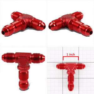 Red Male Tee Shape Male Center Flare Bulkhead Oil/Fuel Hose 4AN Fitting Adapter BuildFastCar