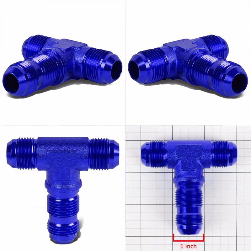 Blue Male T-Shape Male Center Flare Bulkhead Oil/Fuel Hose 10AN Fitting Adapter BuildFastCar