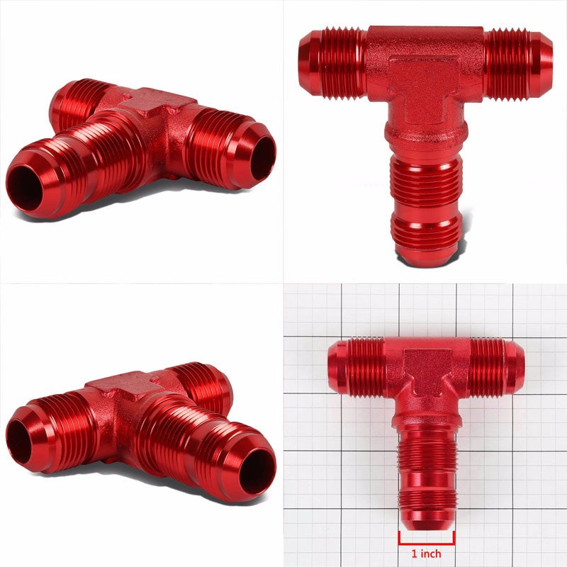 Red Male T-Shape Male Center Flare Bulkhead Oil/Fuel Hose 12AN Fitting Adapter BuildFastCar