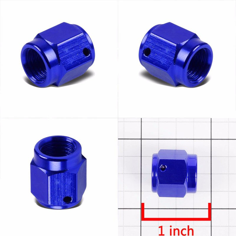 Blue Female 1/4" Hex Head Flare Cap Nut Plug Oil/Fuel Hose 4AN Fitting Adapter BuildFastCar