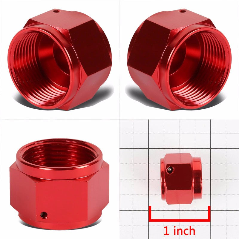 Red Female 3/8" Hex Head Flare Cap Nut Plug Oil/Fuel Hose 6AN Fitting Adapter BuildFastCar