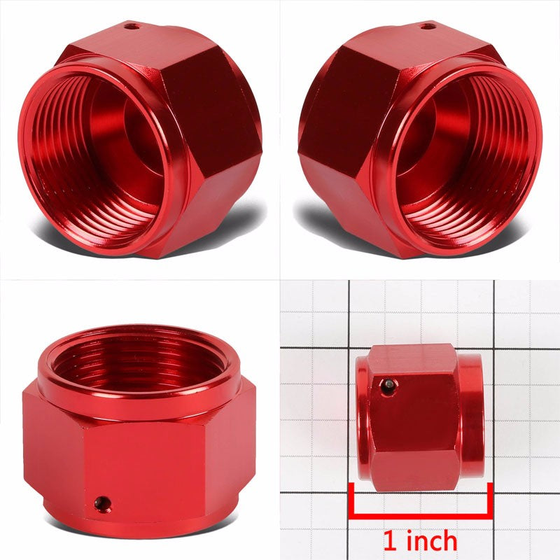 Red Female 1/2" Hex Head Flare Cap Nut Plug Oil/Fuel Hose 8AN Fitting Adapter BuildFastCar