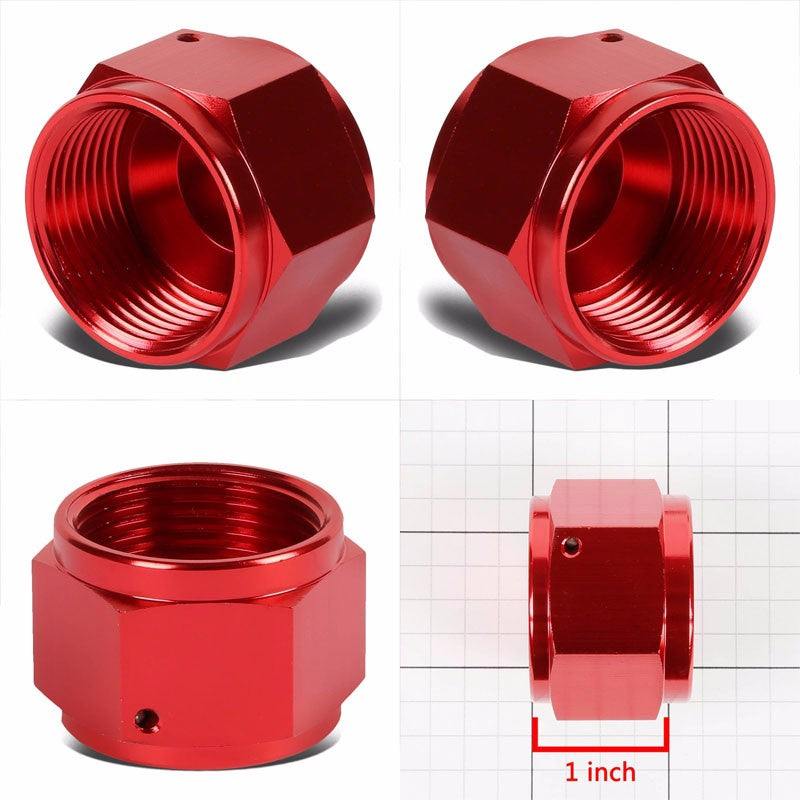 Red Female 1.00" Hex Head Flare Cap Nut Plug Oil/Fuel Hose 16AN Fitting Adapter BuildFastCar