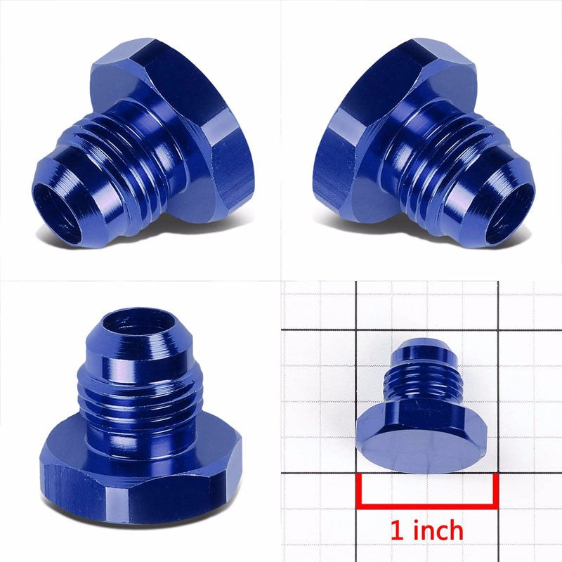 Blue Aluminum Male Flare Head Nut Plug Lock Oil/Fuel Hose 6AN Fitting Adapter BuildFastCar