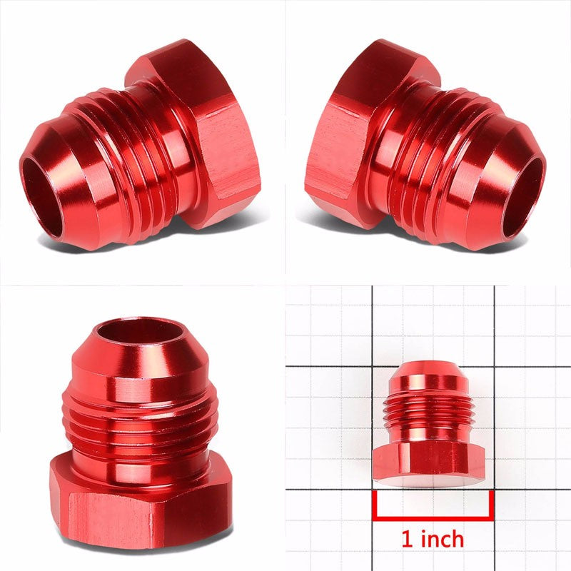 Red Aluminum Male Flare Head Nut Plug Lock Oil/Fuel Hose 8AN Fitting Adapter BuildFastCar