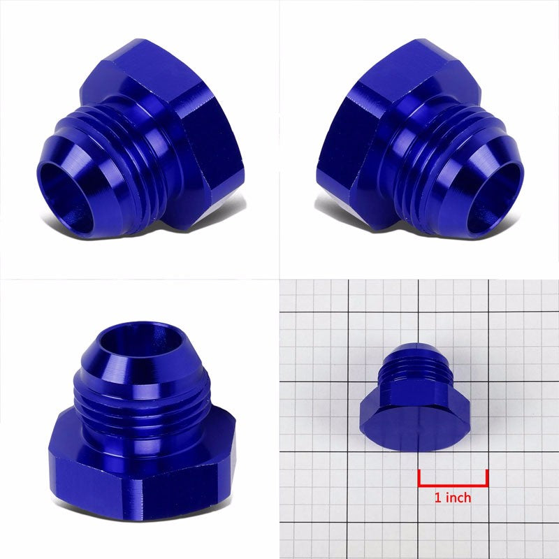 Blue Aluminum Male Flare Head Nut Plug Lock Oil/Fuel Hose 12AN Fitting Adapter BuildFastCar