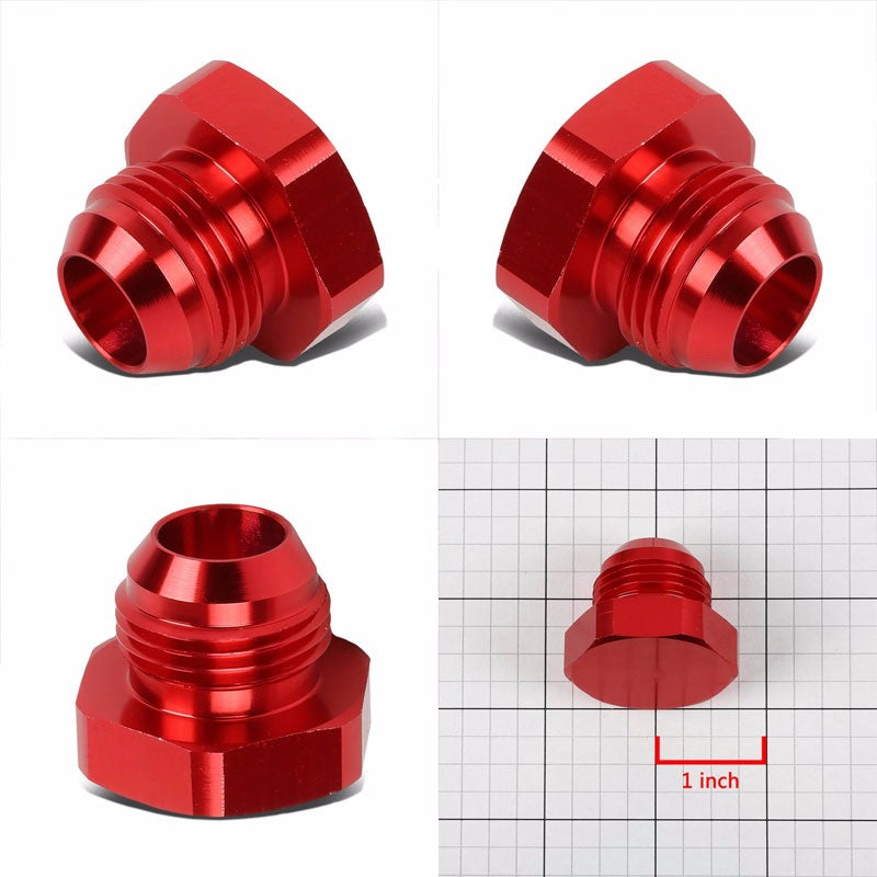 Red Aluminum Male Flare Head Nut Plug Lock Oil/Fuel Hose 12AN Fitting Adapter BuildFastCar