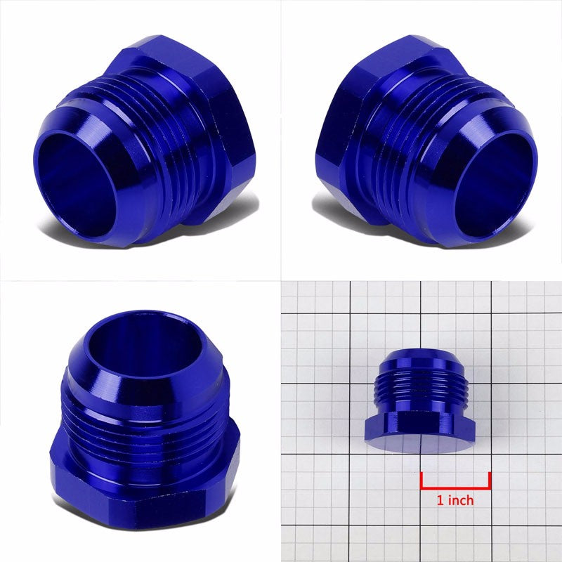 Blue Aluminum Male Flare Head Nut Plug Lock Oil/Fuel Hose 16AN Fitting Adapter BuildFastCar