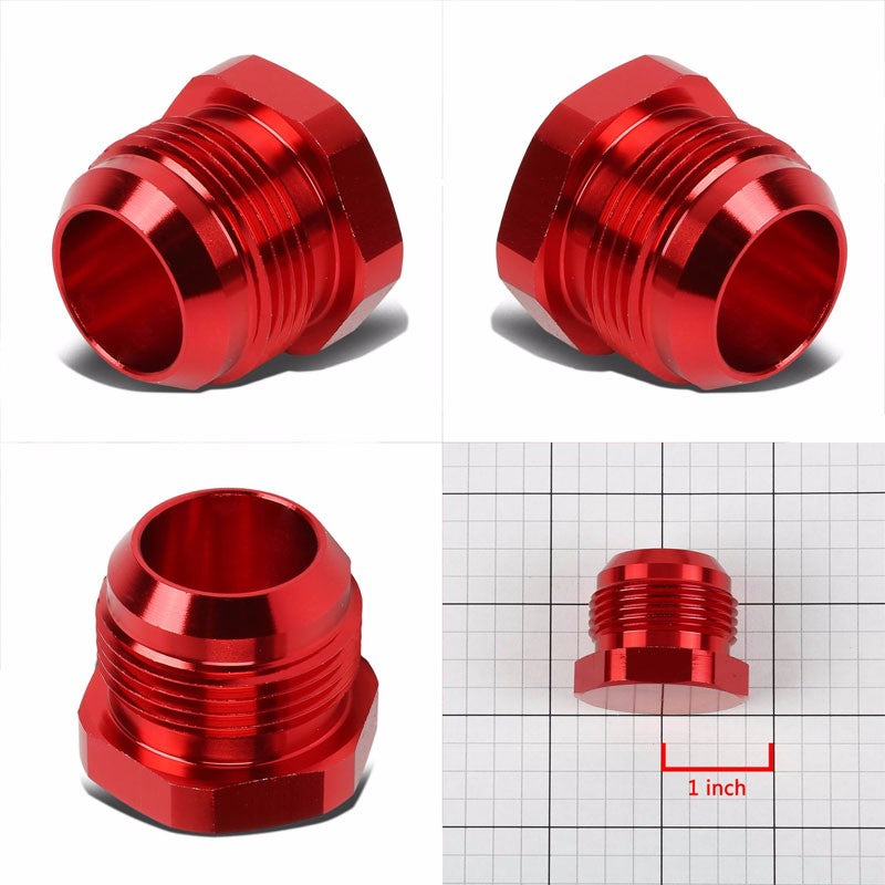 Red Aluminum Male Flare Head Nut Plug Lock Oil/Fuel Hose 16AN Fitting Adapter BuildFastCar