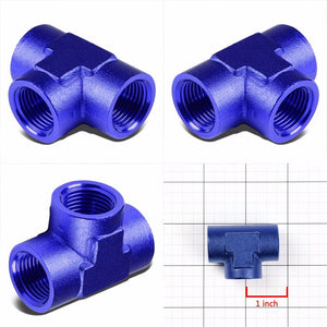Blue Female Tee Shape Pipe 3/8" NPT Thread Oil/Fuel Hose 6AN Fitting Adapter BuildFastCar