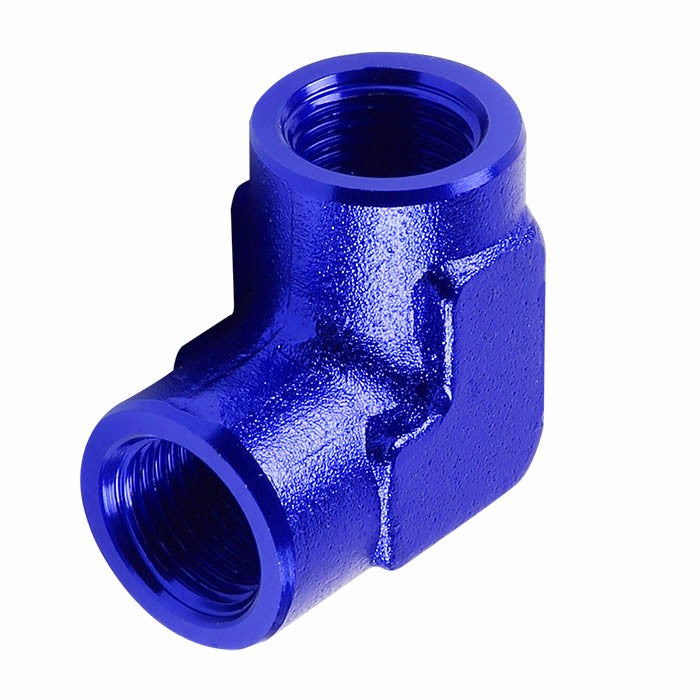 Blue Female 90 Degree Pipe 1/8&quot; NPT Thread Oil/Fuel Hose 2AN Fitting Adapter BuildFastCar