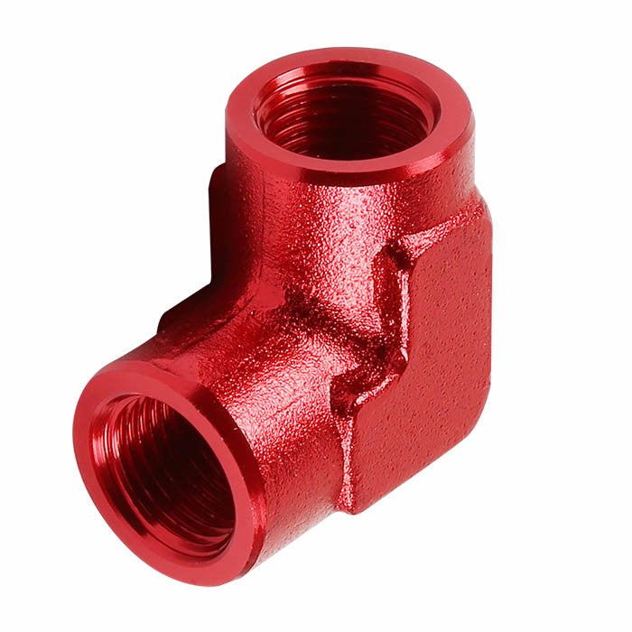 Red Female 90 Degree Pipe 1/8&quot; NPT Thread Oil/Fuel Hose 2AN Fitting Adapter BuildFastCar