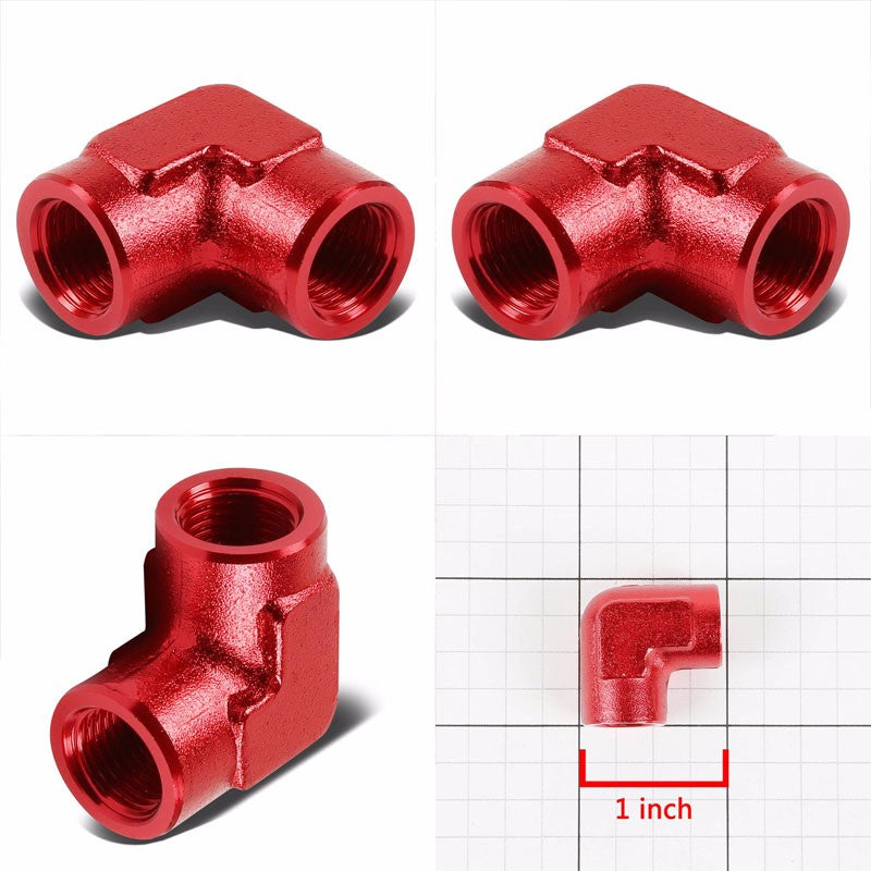 Red Female 90 Degree Pipe 1/8" NPT Thread Oil/Fuel Hose 2AN Fitting Adapter BuildFastCar