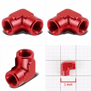 Red Female 90 Degree Pipe 1/8" NPT Thread Oil/Fuel Hose 2AN Fitting Adapter BuildFastCar