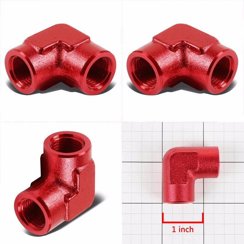 Red Female 90 Degree Pipe 1/4" NPT Thread Oil/Fuel Hose 4AN Fitting Adapter BuildFastCar
