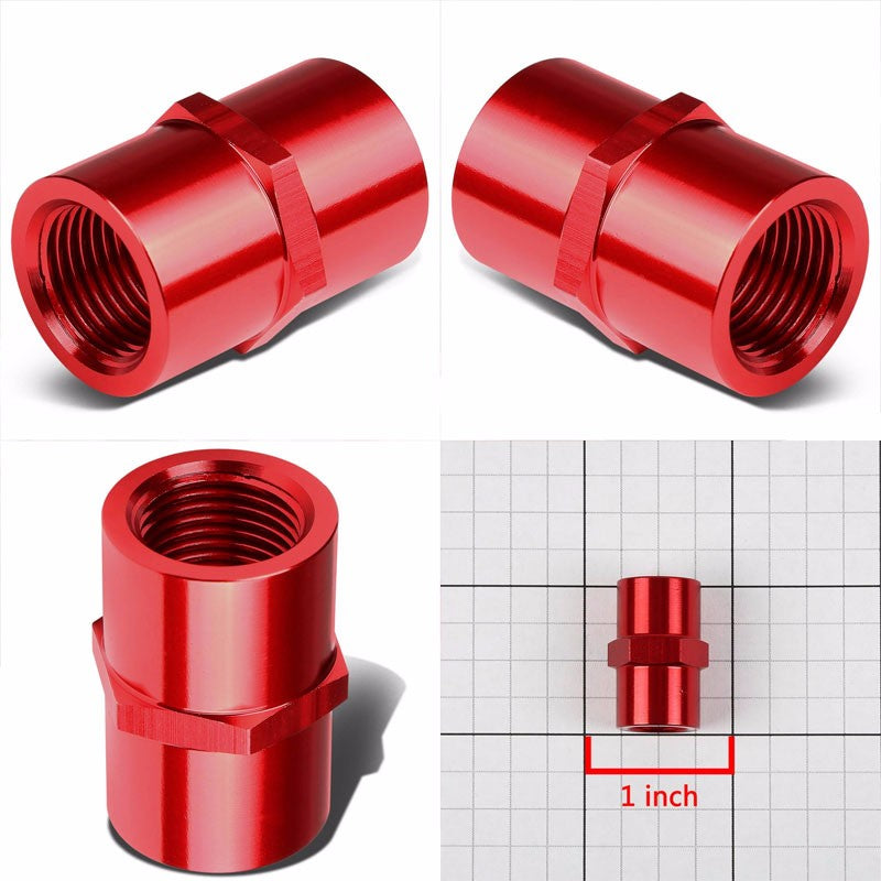 Red Female Taper Coupler Pipe 1/8" NPT Thread Oil/Fuel Hose 2AN Fitting Adapter BuildFastCar