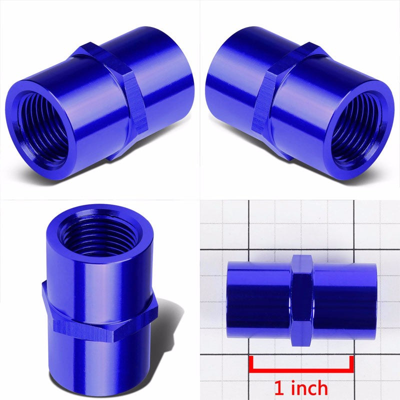 Blue Female Taper Coupler Pipe 1/4" NPT Thread Oil/Fuel Hose 4AN Fitting Adapter BuildFastCar