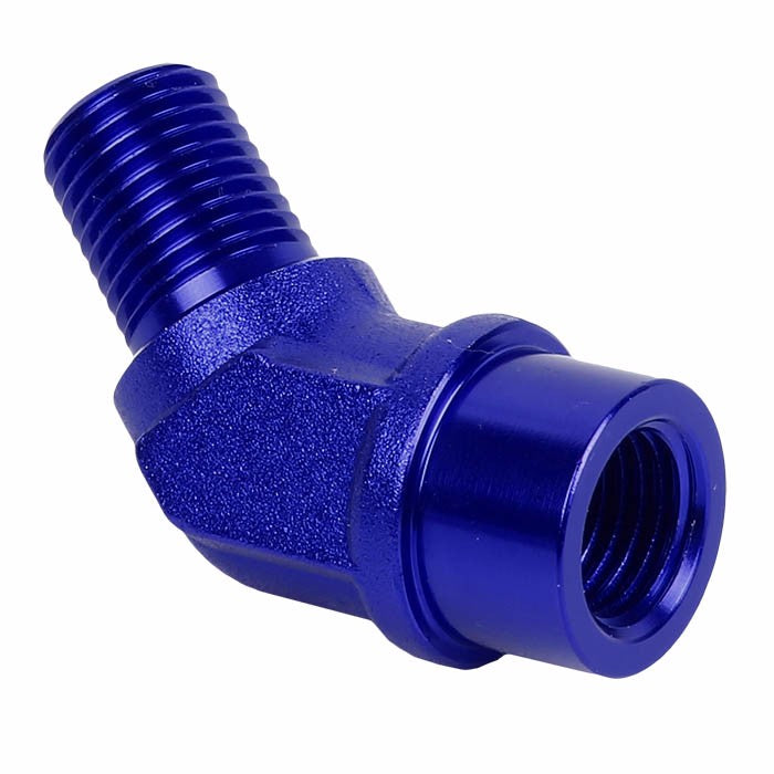 Blue Aluminum Male 45 Degree Male/Female Bulk Hose Oil/Fuel 2AN Fitting Adapter BuildFastCar