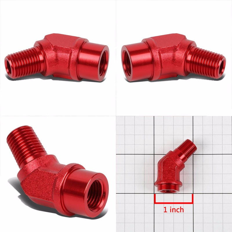 Red Aluminum Male 45 Degree Male/Female Bulk Hose Oil/Fuel 2AN Fitting Adapter BuildFastCar