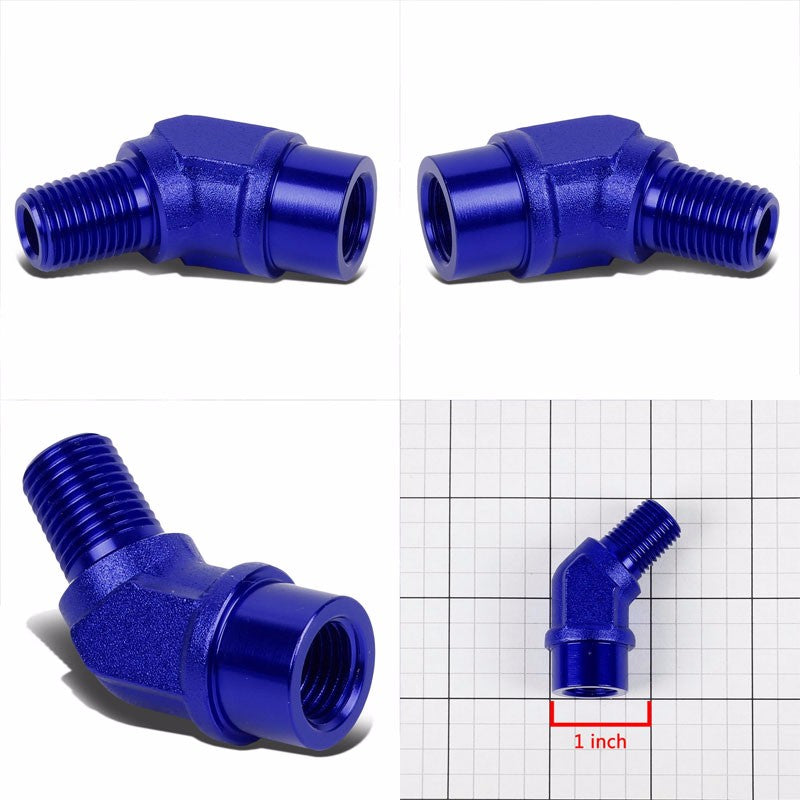 Blue Aluminum Male 45 Degree Male/Female Bulk Hose Oil/Fuel 4AN Fitting Adapter BuildFastCar