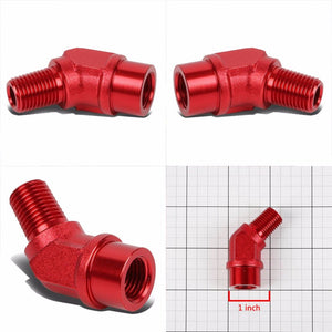 Red Aluminum Male 45 Degree Male/Female Bulk Hose Oil/Fuel 4AN Fitting Adapter BuildFastCar