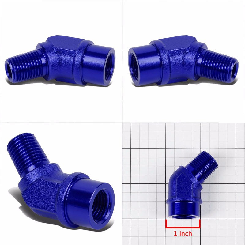 Blue Aluminum Male 45 Degree Male/Female Bulk Hose Oil/Fuel 6AN Fitting Adapter BuildFastCar