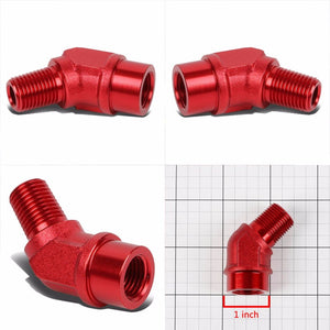 Red Aluminum Male 45 Degree Male/Female Bulk Hose Oil/Fuel 6AN Fitting Adapter BuildFastCar