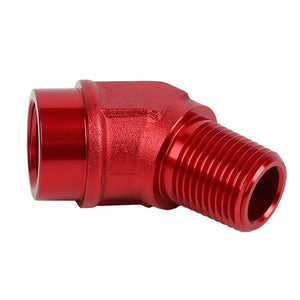 Red Aluminum Male 45 Degree Male/Female Bulk Hose Oil/Fuel 6AN Fitting Adapter BuildFastCar