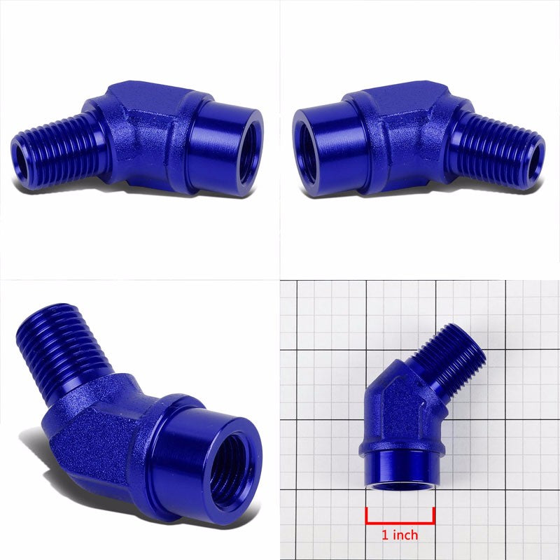 Blue Aluminum Male 45 Degree Male/Female Bulk Hose Oil/Fuel 8AN Fitting Adapter BuildFastCar