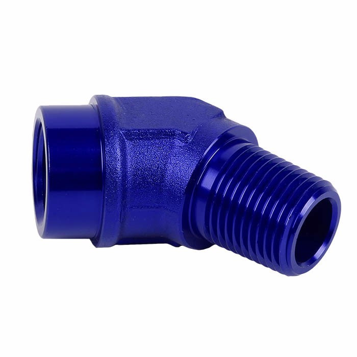 Blue Aluminum Male 45 Degree Male/Female Bulk Hose Oil/Fuel 8AN Fitting Adapter BuildFastCar