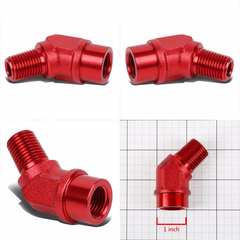 Red Aluminum Male 45 Degree Male/Female Bulk Hose Oil/Fuel 8AN Fitting Adapter BuildFastCar