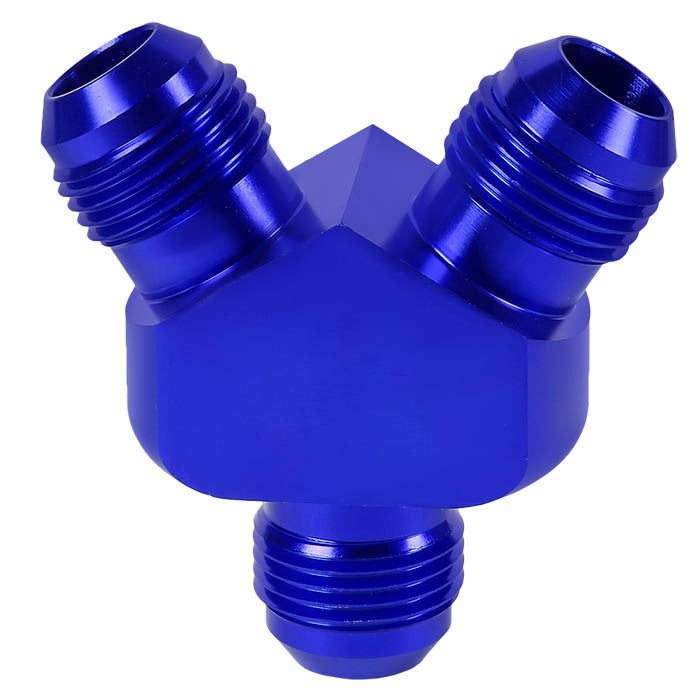 Blue Aluminum 6AN Male-6AN Male Y-Block Splitter Oil/Fuel Hose Fitting Adapter BuildFastCar