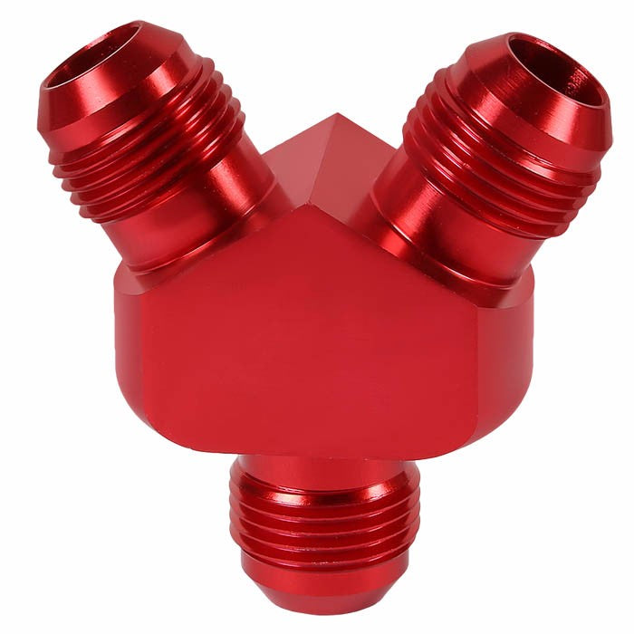 Red Aluminum 6AN Male-6AN Male Y-Block Splitter Oil/Fuel Hose Fitting Adapter BuildFastCar