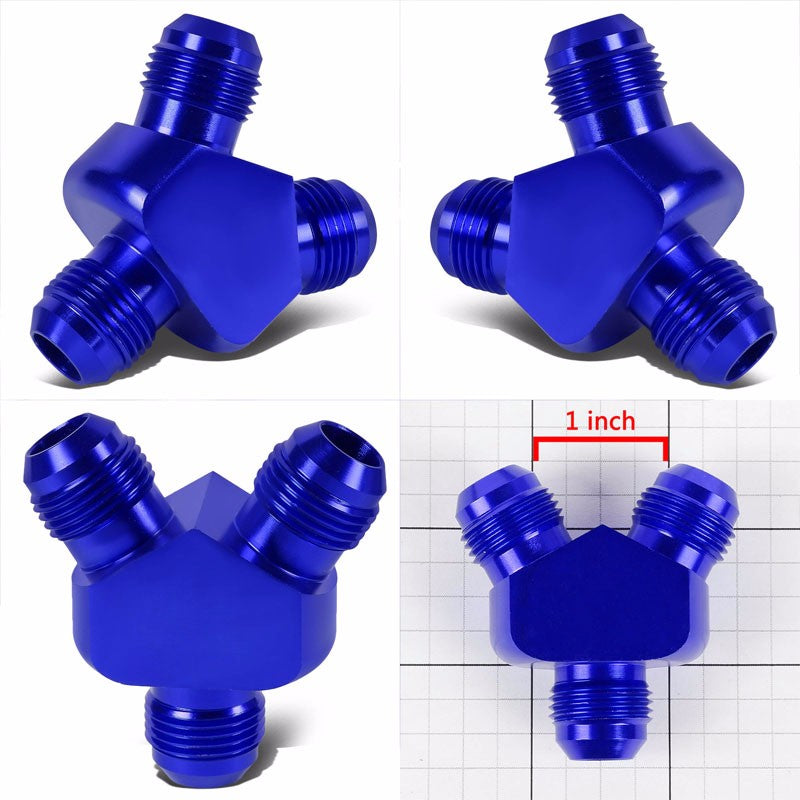 Blue Aluminum 8AN Male-8AN Male Y-Block Splitter Oil/Fuel Hose Fitting Adapter BuildFastCar