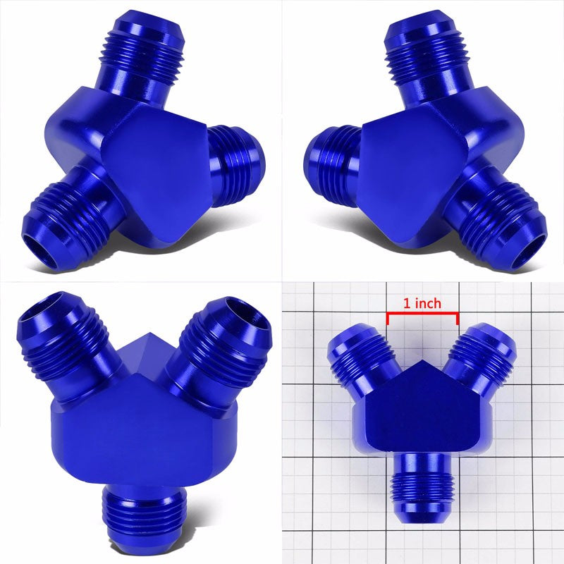 Blue Aluminum 10AN Male-10AN Male Y-Block Splitter Oil/Fuel Hose Fitting Adapter BuildFastCar
