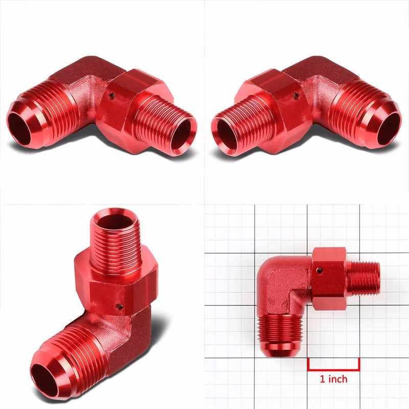 Red Aluminum 10AN Male-3/8" NPT Male 90 Degree Oil/Fuel Hose Fitting Adapter BuildFastCar