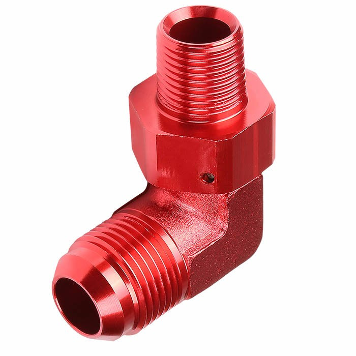 Red Aluminum 10AN Male-3/8&quot; NPT Male 90 Degree Oil/Fuel Hose Fitting Adapter BuildFastCar