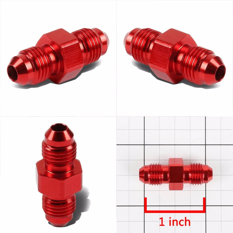 Red Aluminum Male/Male Flare Straight Coupler Oil/Fuel Hose 3AN Fitting Adapter BuildFastCar