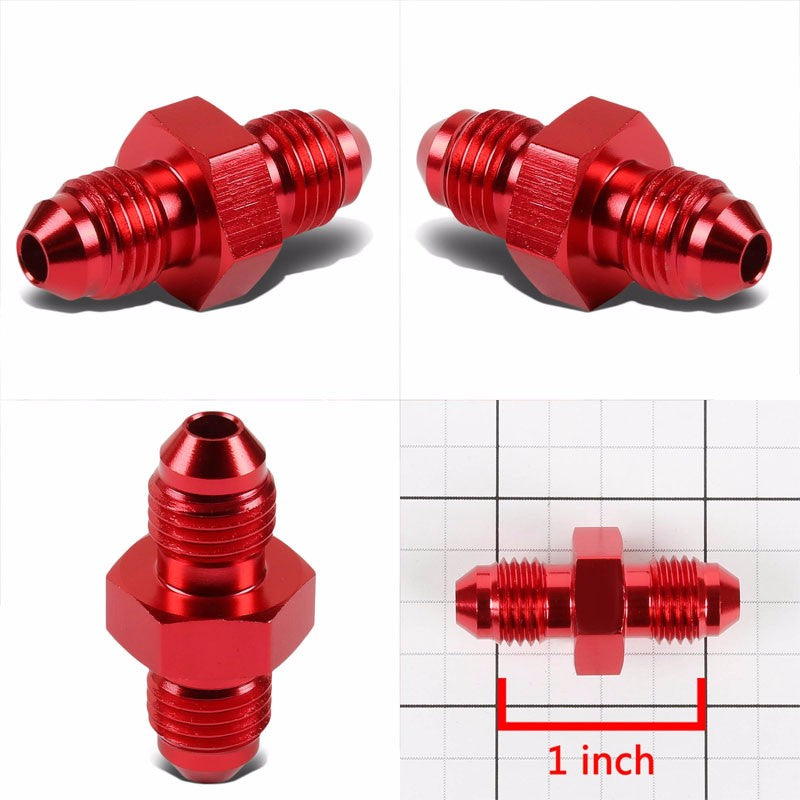 Red Aluminum Male/Male Flare Straight Coupler Oil/Fuel Hose 4AN Fitting Adapter BuildFastCar
