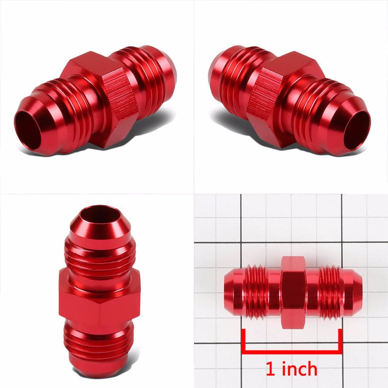 Red Aluminum Male/Male Flare Straight Coupler Oil/Fuel Hose 6AN Fitting Adapter BuildFastCar