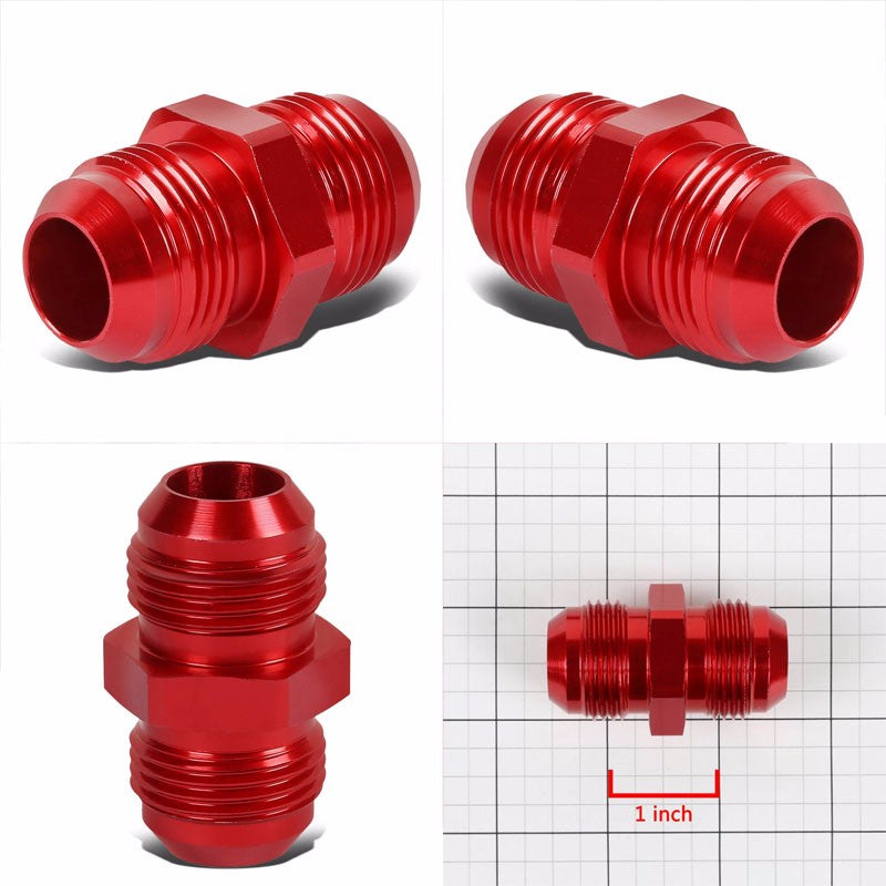 Red Aluminum Male/Male Flare Straight Coupler Oil/Fuel Hose 12AN Fitting Adapter BuildFastCar